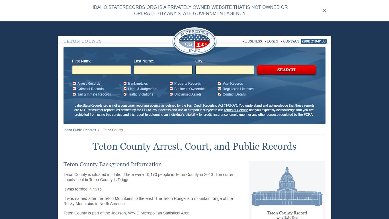 Teton County Arrest, Court, and Public Records