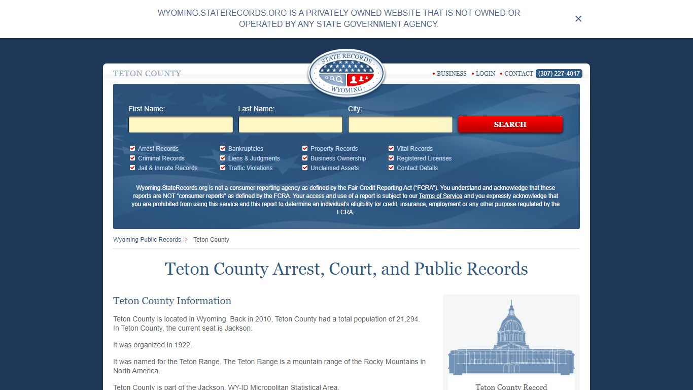 Teton County Arrest, Court, and Public Records