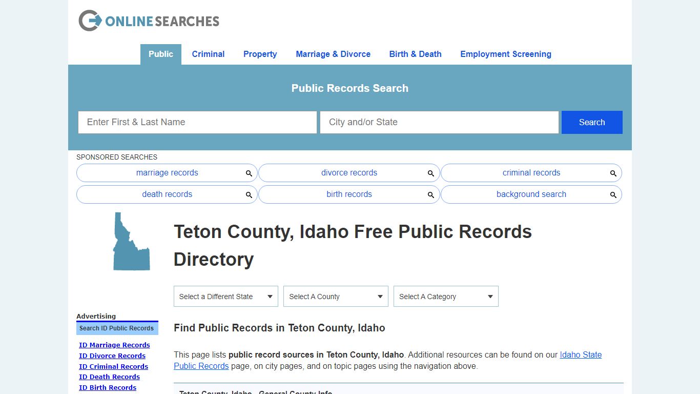 Teton County, Idaho Public Records Directory