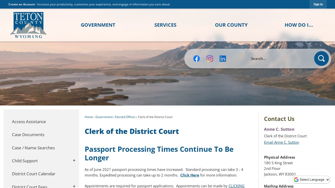 Clerk of the District Court | Teton County, WY